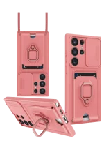 Newface Samsung Galaxy S25 Ultra Kılıf Zuma Kartvizitli Yüzüklü Silikon - Pembe