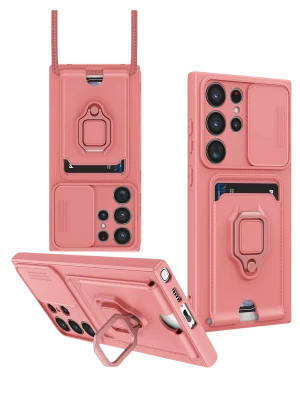 Newface Samsung Galaxy S25 Ultra Kılıf Zuma Kartvizitli Yüzüklü Silikon - Pembe