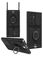 Newface Samsung Galaxy S25 Ultra Kılıf Zuma Kartvizitli Yüzüklü Silikon - Siyah