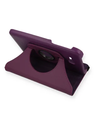 Newface Samsung Galaxy T110 / T113 Tab 3 Lite 7 Kılıf 360 Tablet Deri Kılıf - Mürdüm