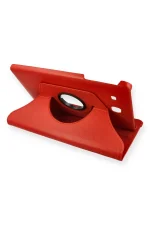 Newface Samsung Galaxy T560 Tab E 9.7 Kılıf 360 Tablet Deri Kılıf - Kırmızı