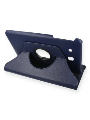 Newface Samsung Galaxy T560 Tab E 9.7 Kılıf 360 Tablet Deri Kılıf - Lacivert
