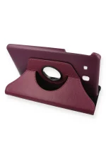 Newface Samsung Galaxy T560 Tab E 9.7 Kılıf 360 Tablet Deri Kılıf - Mürdüm