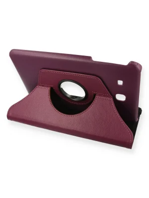 Newface Samsung Galaxy T560 Tab E 9.7 Kılıf 360 Tablet Deri Kılıf - Mürdüm