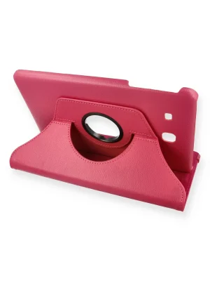 Newface Samsung Galaxy T560 Tab E 9.7 Kılıf 360 Tablet Deri Kılıf - Pembe