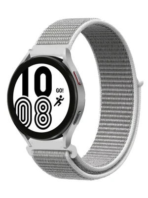 Newface Samsung Galaxy Watch 4 Hasırlı Cırtcırtlı Kordon - Beyaz