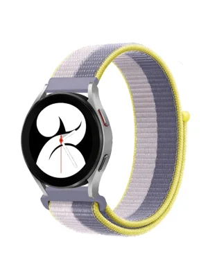 Newface Samsung Galaxy Watch 4 Hasırlı Cırtcırtlı Kordon - Gri-Beyaz