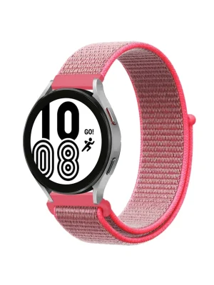 Newface Samsung Galaxy Watch 4 Hasırlı Cırtcırtlı Kordon - Pembe