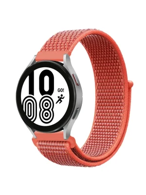 Newface Samsung Galaxy Watch 4 Hasırlı Cırtcırtlı Kordon - Turuncu