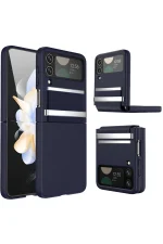 Newface Samsung Galaxy Z Flip 4 Kılıf Belt Flip Kapak - Lacivert