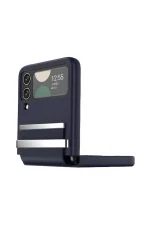 Newface Samsung Galaxy Z Flip 4 Kılıf Belt Flip Kapak - Lacivert - Görsel 4