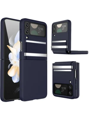 Newface Samsung Galaxy Z Flip 4 Kılıf Belt Flip Kapak - Lacivert