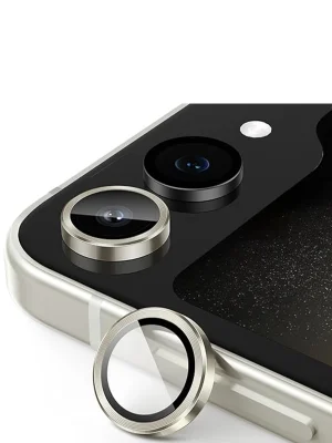 Newface Samsung Galaxy Z Flip 5 Valdez Metal Kamera Lens - Krem