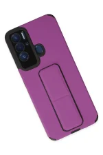 Newface Tecno Pova Neo Kılıf Mega Standlı Silikon - Mor - Görsel 3