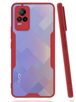 Newface Vivo V21e Kılıf Platin Silikon - Kırmızı