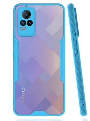Newface Vivo V21e Kılıf Platin Silikon - Mavi