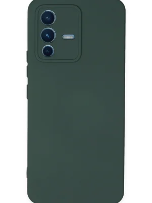 Newface Vivo V23 5G Kılıf Nano içi Kadife Silikon - Koyu Yeşil