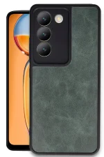 Newface Vivo V30 Lite 4G Kılıf Aras Deri Kapak - Koyu Yeşil