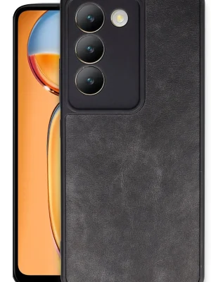Newface Vivo V30 Lite 4G Kılıf Aras Deri Kapak - Siyah