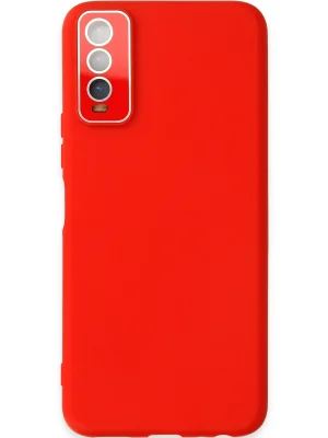 Newface Vivo Y11S Kılıf Lansman Glass Kapak - Kırmızı