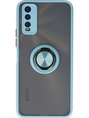 Newface Vivo Y11S Kılıf Montreal Yüzüklü Silikon Kapak - Buz Mavi