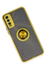 Newface Vivo Y11S Kılıf Montreal Yüzüklü Silikon Kapak - Sarı - Görsel 2