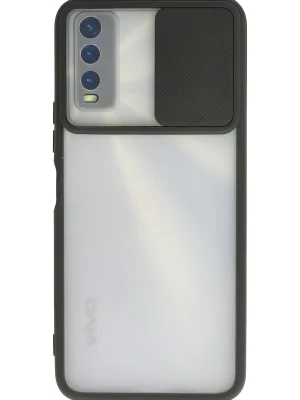 Newface Vivo Y11S Kılıf Palm Buzlu Kamera Sürgülü Silikon - Siyah