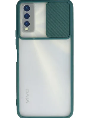 Newface Vivo Y11S Kılıf Palm Buzlu Kamera Sürgülü Silikon - Yeşil