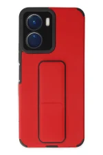Newface Vivo Y16 Kılıf Mega Standlı Silikon - Kırmızı