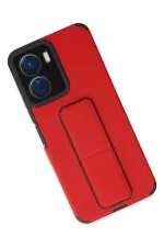 Newface Vivo Y16 Kılıf Mega Standlı Silikon - Kırmızı - Görsel 3