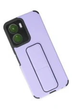 Newface Vivo Y16 Kılıf Mega Standlı Silikon - Lila - Görsel 3