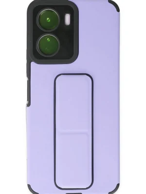 Newface Vivo Y16 Kılıf Mega Standlı Silikon - Lila