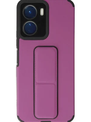 Newface Vivo Y16 Kılıf Mega Standlı Silikon - Mor