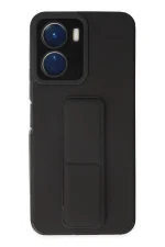 Newface Vivo Y16 Kılıf Mega Standlı Silikon - Siyah