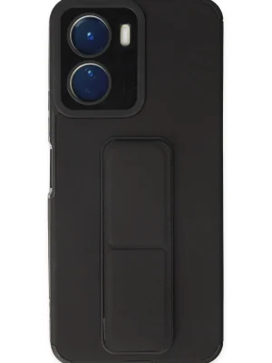 Newface Vivo Y16 Kılıf Mega Standlı Silikon - Siyah