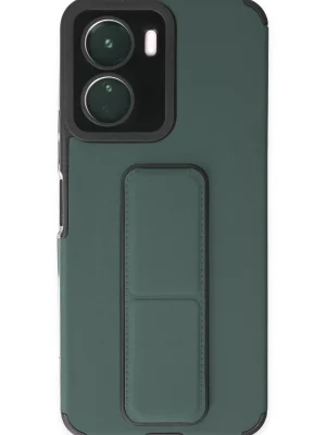 Newface Vivo Y16 Kılıf Mega Standlı Silikon - Yeşil
