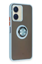 Newface Vivo Y16 Kılıf Montreal Yüzüklü Silikon Kapak - Buz Mavi - Görsel 2