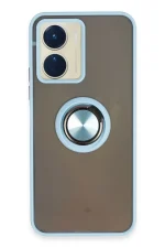Newface Vivo Y16 Kılıf Montreal Yüzüklü Silikon Kapak - Buz Mavi