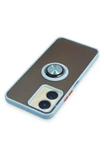 Newface Vivo Y16 Kılıf Montreal Yüzüklü Silikon Kapak - Buz Mavi - Görsel 4