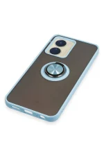 Newface Vivo Y16 Kılıf Montreal Yüzüklü Silikon Kapak - Buz Mavi - Görsel 5