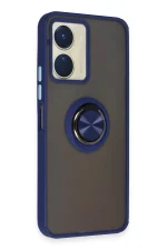 Newface Vivo Y16 Kılıf Montreal Yüzüklü Silikon Kapak - Lacivert - Görsel 2
