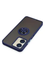 Newface Vivo Y16 Kılıf Montreal Yüzüklü Silikon Kapak - Lacivert - Görsel 4