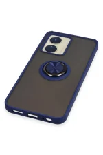 Newface Vivo Y16 Kılıf Montreal Yüzüklü Silikon Kapak - Lacivert - Görsel 5