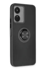 Newface Vivo Y16 Kılıf Montreal Yüzüklü Silikon Kapak - Siyah - Görsel 2