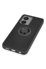 Newface Vivo Y16 Kılıf Montreal Yüzüklü Silikon Kapak - Siyah - Görsel 5