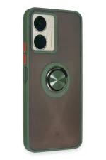 Newface Vivo Y16 Kılıf Montreal Yüzüklü Silikon Kapak - Yeşil - Görsel 2