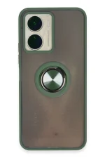 Newface Vivo Y16 Kılıf Montreal Yüzüklü Silikon Kapak - Yeşil