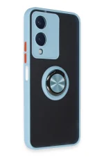 Newface Vivo Y17S Kılıf Montreal Yüzüklü Silikon Kapak - Buz Mavi - Görsel 2