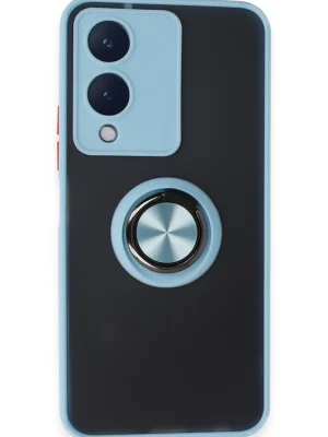 Newface Vivo Y17S Kılıf Montreal Yüzüklü Silikon Kapak - Buz Mavi