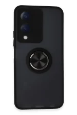 Newface Vivo Y17S Kılıf Montreal Yüzüklü Silikon Kapak - Siyah